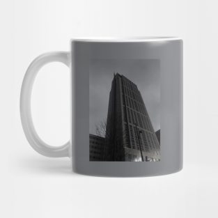 black and white building Mug